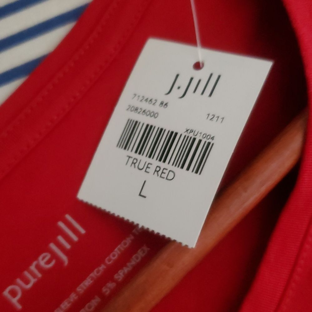J. Jill Purejill Long Sleeve Stretch Cotton Tee True Red Size Large NWT Pima - Picture 7 of 7